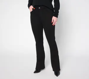 Warp & Weft AMA Jet-Set Stretch Slim Boot-Cut Jeans with Slit