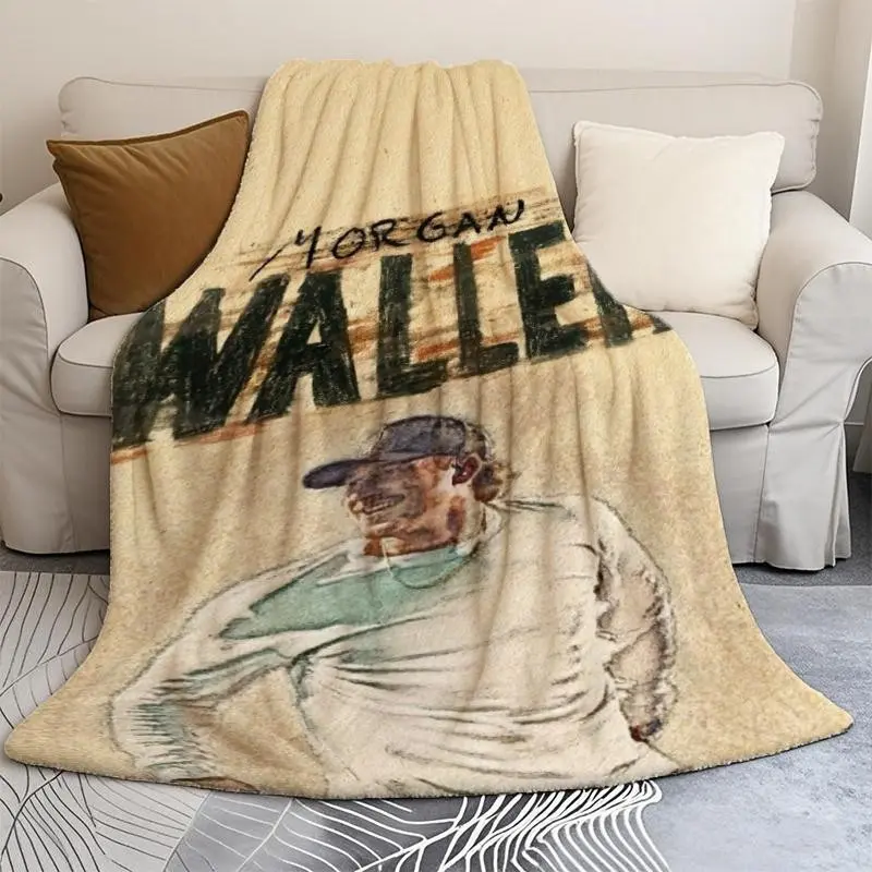 Wallen Singer Fan Print Flannel Blanket Lightweight Portable All Season Cozy  Throw for Sofa Bed Contemporary Style Mixed Colors Celebrity Themed Fan Merchandise Black Friday Deal