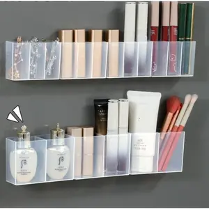 Wall Mounted 3Grids Organizer Mirror Cabinet Self-adhesive Small Objects Storage Box Eyebrow Pencil Lipstick Lip Glaze Organizer Lipstick Holders