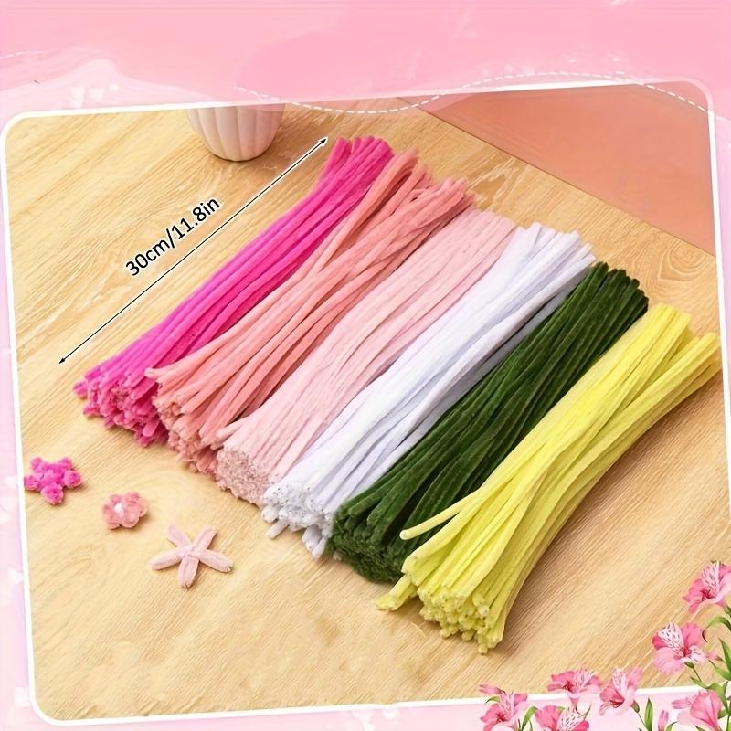 600 Spiral Rod Set, 6-Color Combination Ash Pipe Cleaner, DIY Pink Bouquet Handcraft, Plain Flower Decor