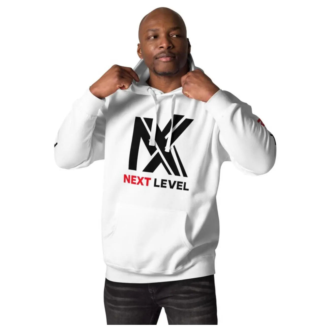 Next Level NX Hoodie Unisex Premium Pullover Sweatshirt in White Stylish AK Design for Men Women Comfortable Versatile Casual Wear