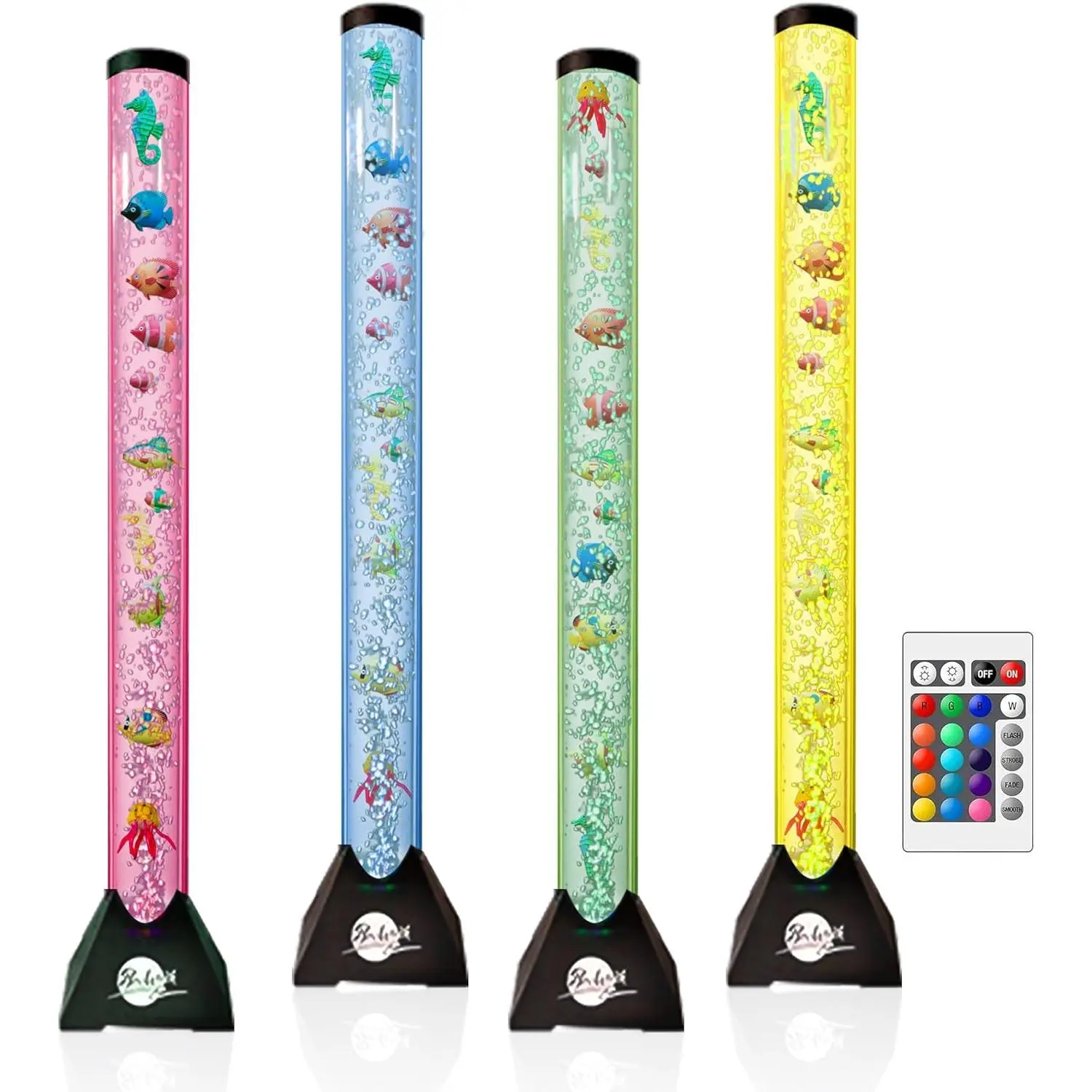 4FT Sensory LED Water Bubble Fish Tube Floor Lamp with 16 Color Changing Light Effects -  Aquarium Tank Night Light and  for , , Men & Women - Remote Control & 12 Fishes