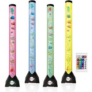 4FT Sensory LED Water Bubble Fish Tube Floor Lamp with 16 Color Changing Light Effects -  Aquarium Tank Night Light and  for , , Men & Women - Remote Control & 12 Fishes