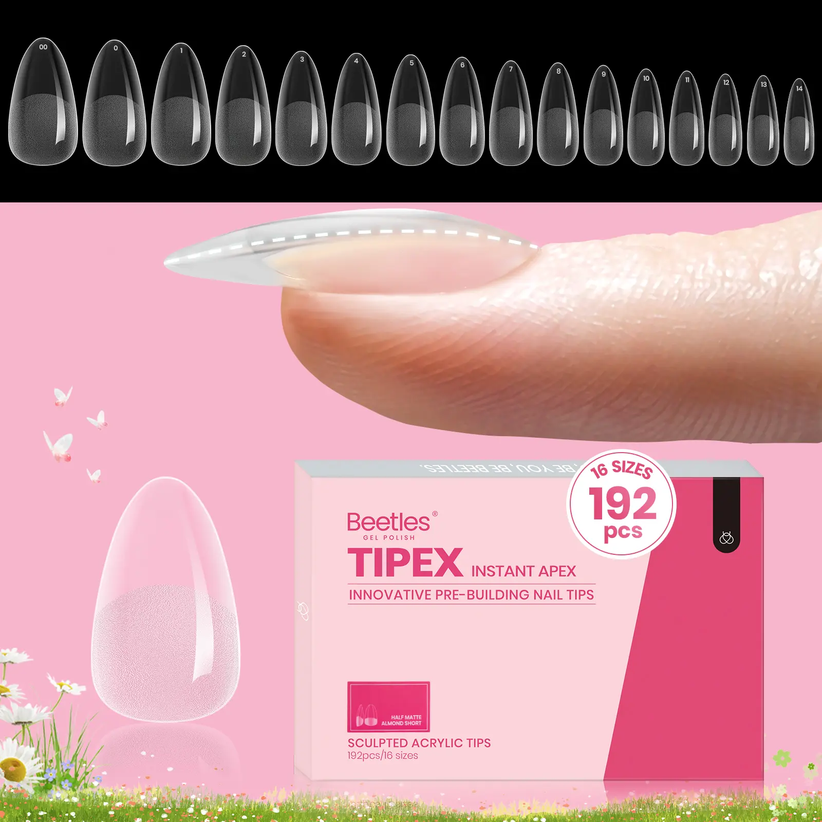 Short Almond 16Sizes 192Pcs(Only Tips)