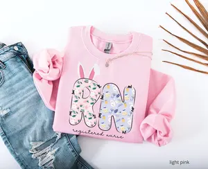 PolyMoly - Easter Nurse Shirt, Registered Nurse Sweater Bunny Design RN Easter Crewneck Unisex Fashion Gift