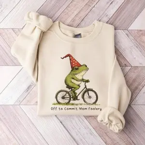 Off To Commit Mom Foolery Shirt, Frog on Scooter Sweatshirt, Funny Mama Shirt, Cute Mom Gift, Frog Lover Tee