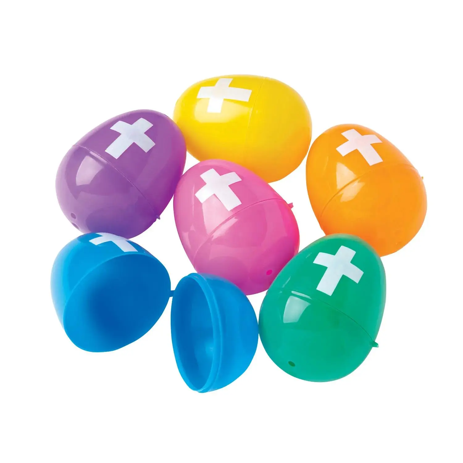 2 1/2" Bulk 144 Pc. Bright Plastic Easter Eggs with Cross 2 1/2" Bulk 144 Pc. Bright Plastic Easter Eggs with Cross