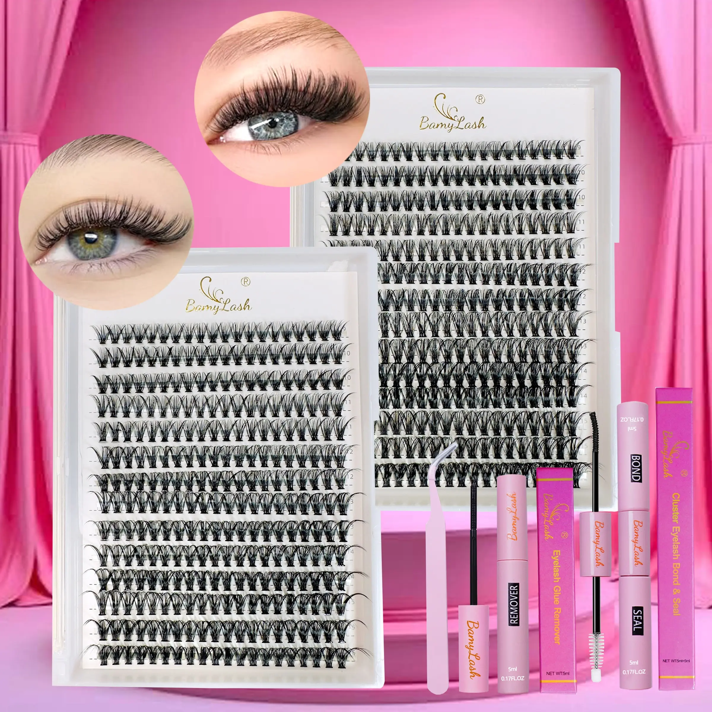 560PCS Mixed Length Fluffy Eyelash Kit, Synthetic Lashes, 30P+40P Cluster Lashes, Professional Eye Makeup Accessories, Suitable for Women, Beauty Essentials Home DIY Lash Extension set