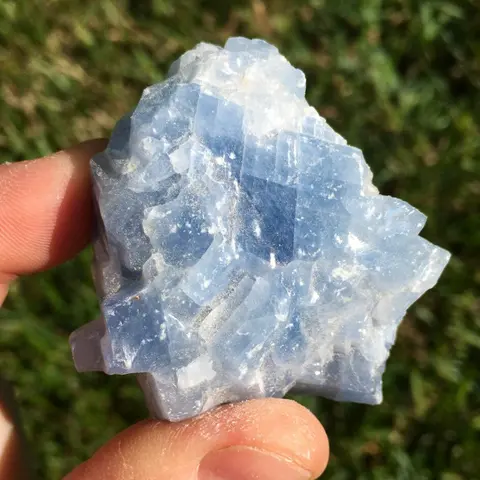 Raw Blue Calcite Crystal from Mexico - Natural 1.5"-2.5" Stone for Intuition and Calming, Throat and Third Eye Chakra Healing