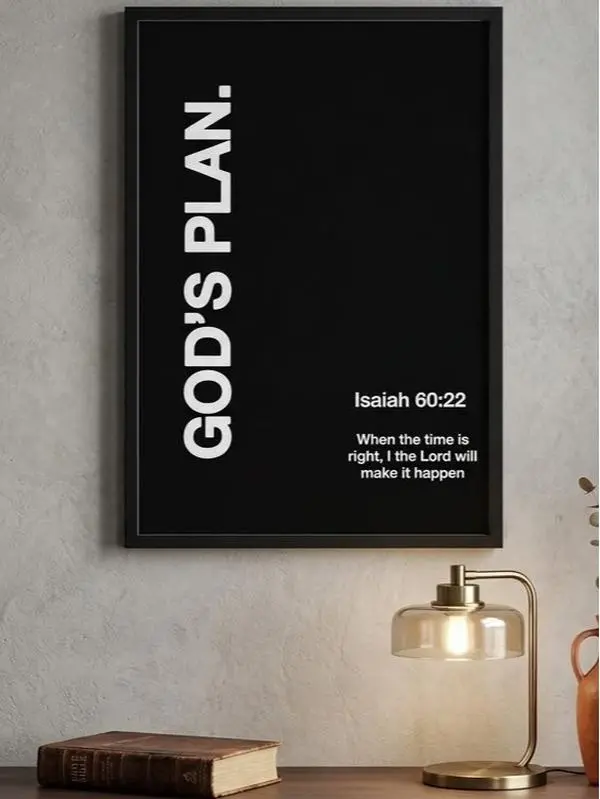 Canvas Wall Art God's Plan Isaiah 60:22 Bible Verse Canvas Painting Minimalist Black White Scripture Wall Decor For Bedroom Office Christian Home Hanging Poster