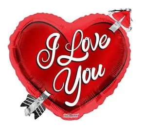 18" I Love You Heart with Arrow Shaped Helium Foil Balloons (5 PACK) #19992