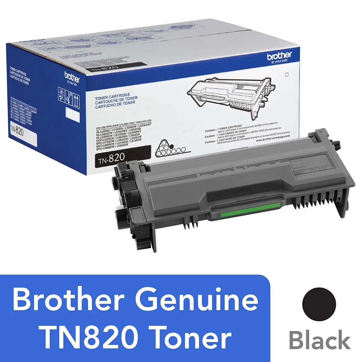 Innovera IVRTN820 Black Toner Cartridge for Brother Mono Laser Printers (HL-L5000D, MFC-L5700DW) - 3000 Pages