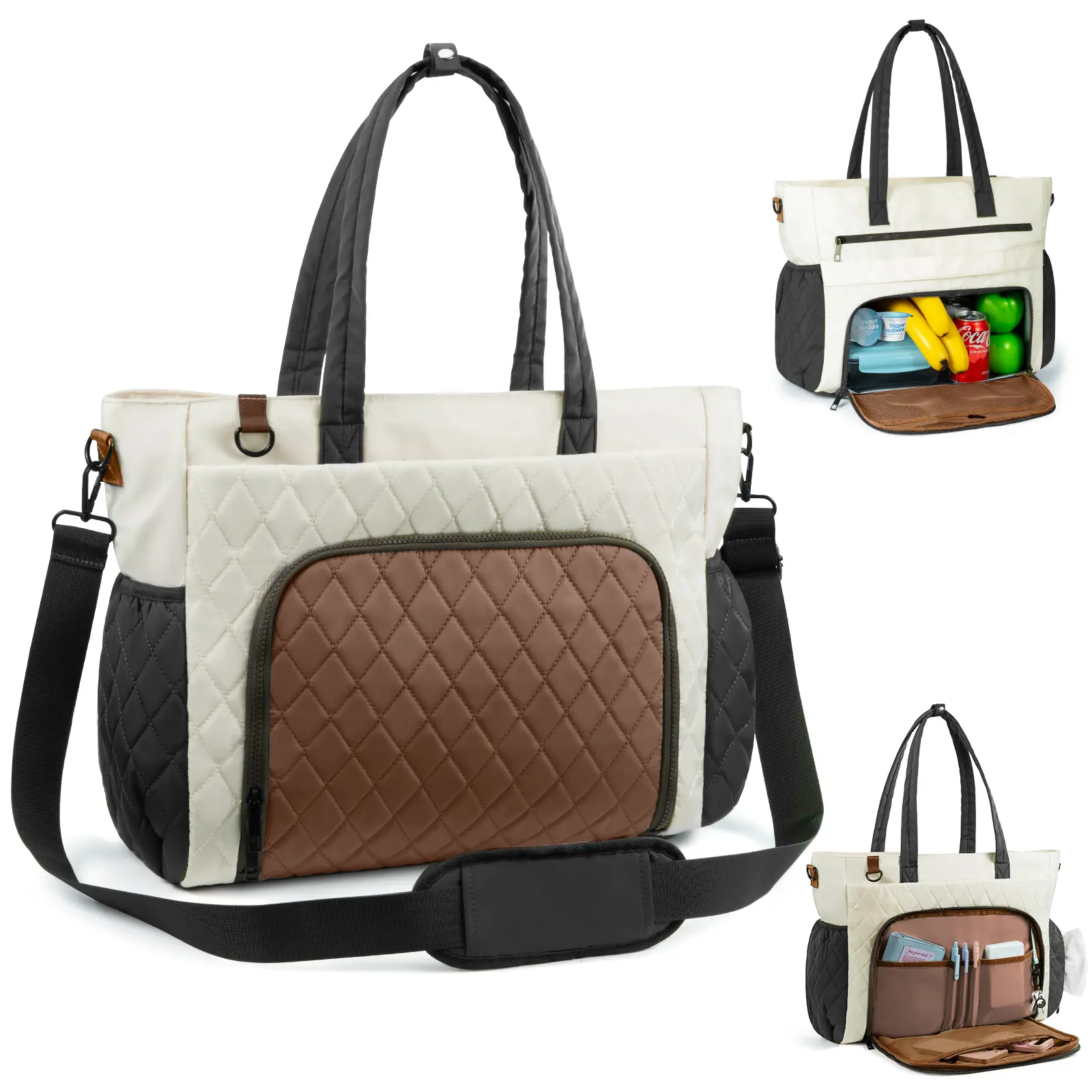 Lunch Tote Bag for Women, Durable Polyester Work Tote with an Insulated Compartment, Fits 15.6" Laptop for Office, Teachers, Nurses, Durable Lunch Bags, Lunch Bags For Women