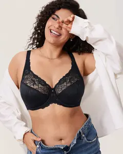 DELIMIRA Women's Plus Size Full Coverage Underwire Unlined Minimizer Lace Bra