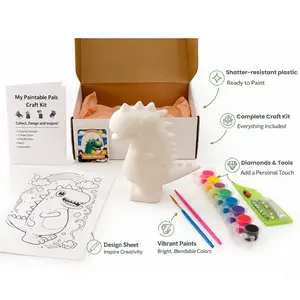 Paintable Pals DIY Painting Kit (All-in-One Craft Set) - Includes 1 shatter-resistant figurine, pain, brush, diamonds & tools