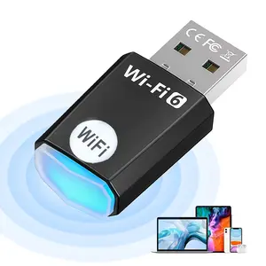 USB WiFi6 Adapter for PC Desktop & Laptop,600Mbps Dual Band 2.4/5GHz,Nano Size Plug & Play,MU-MIMO Wireless WiFi Dongle,Windows 7/811/10 Driver-Free,Reconnect 7 Devices Simultaneously