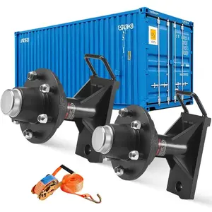 VEVOR Shipping Container Wheels 6 - Lug Wheels Kit, Heavy Duty Shipping Container Axle with Ratchet Tie Down - Moves 20 ft - 40 ft, Secure Transport for Dock, Warehouse, Construction Site, BlackVEVOR Super Brand Day