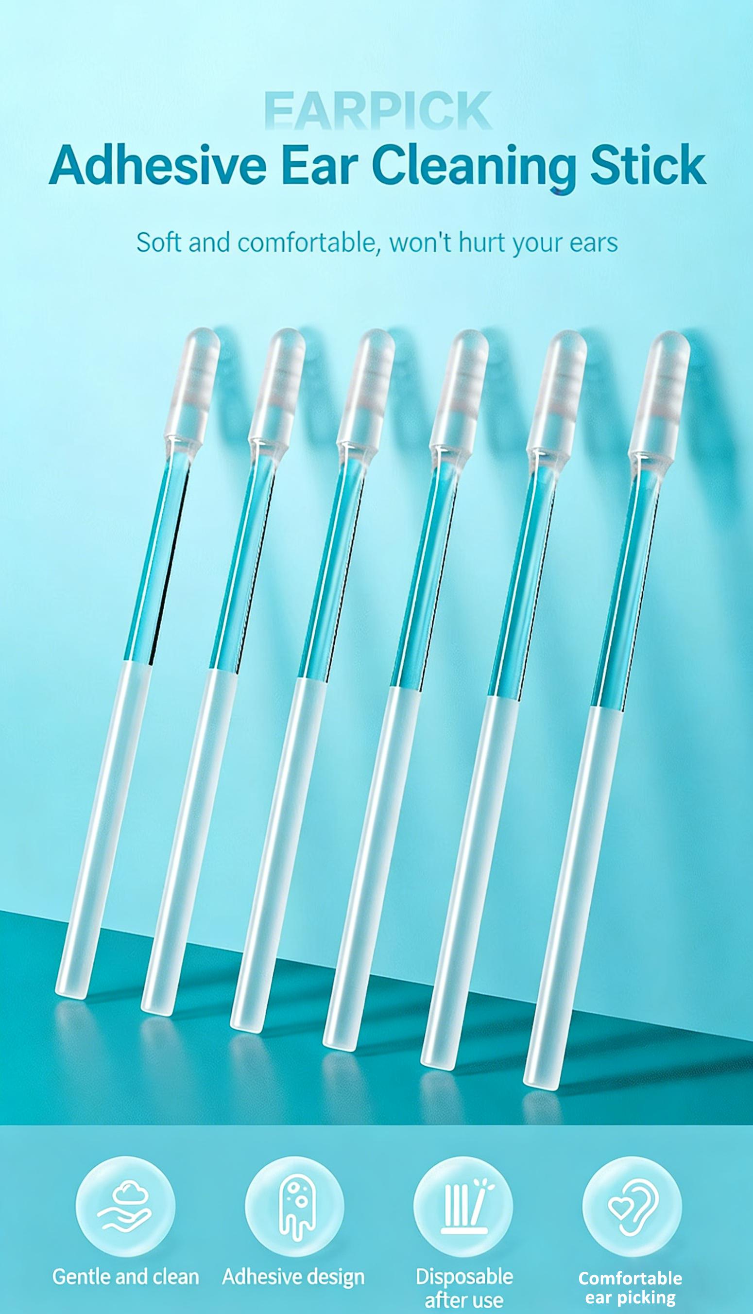 Sticky Ear Cleaner Tool Stick Earwax Remover Sticks for Effective Ear Cleaning and Debris Removal Portable Gentle， Reusable Ear Wax Removal，Suitable for dry ears,24PCS