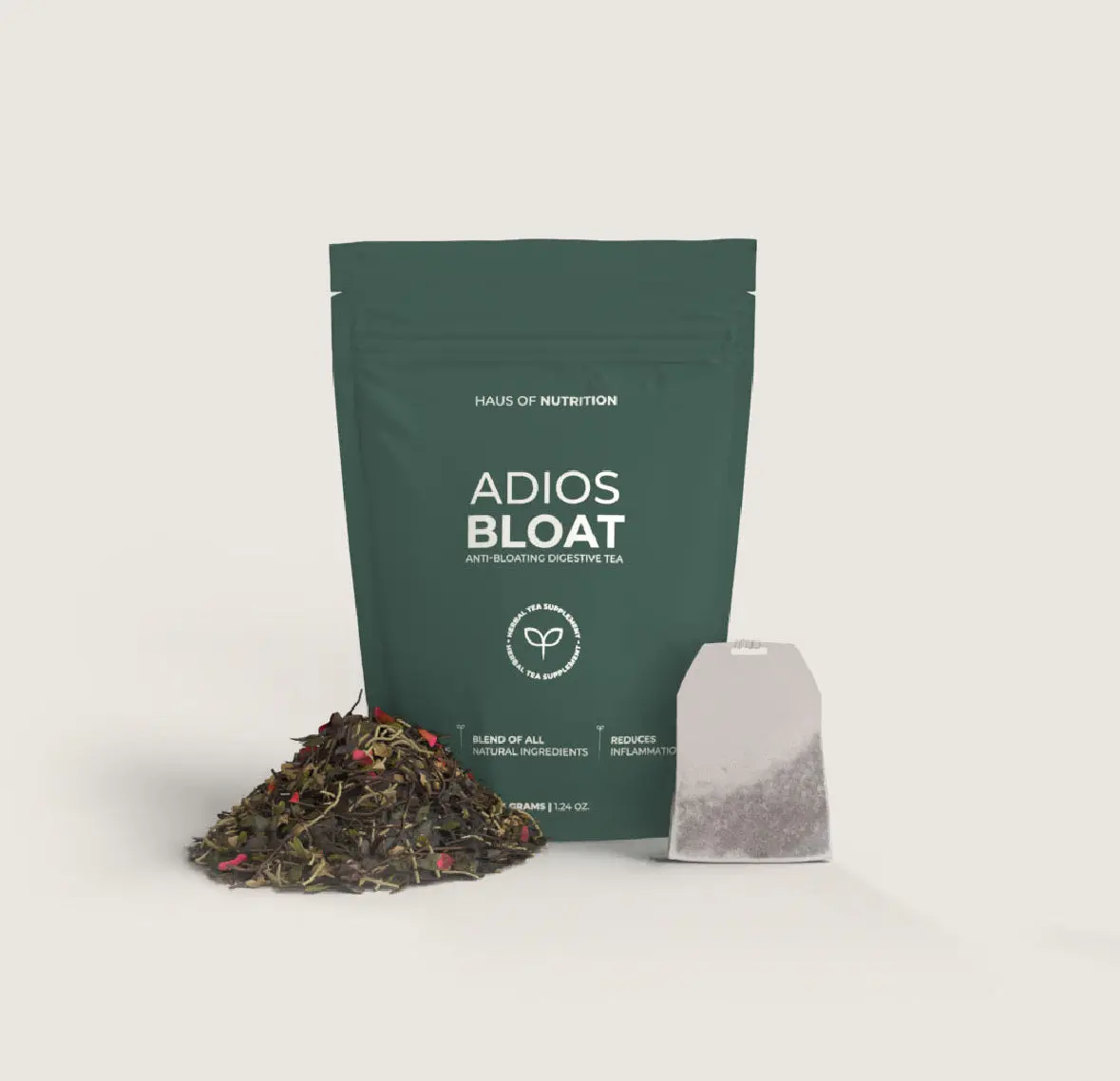 Adios Sugar-Free Herbal Anti-Bloating Digestive Tea - Natural Wellness Drink with Rosehip & White Tea Infusion for Gentle Digestion Support