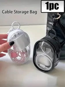 Creative Data Cable Organizer Bag, Transparent Portable Mini Travel Earphone Case, Keychain Wallet Accessory, Earphone Pouch, Compact and Convenient