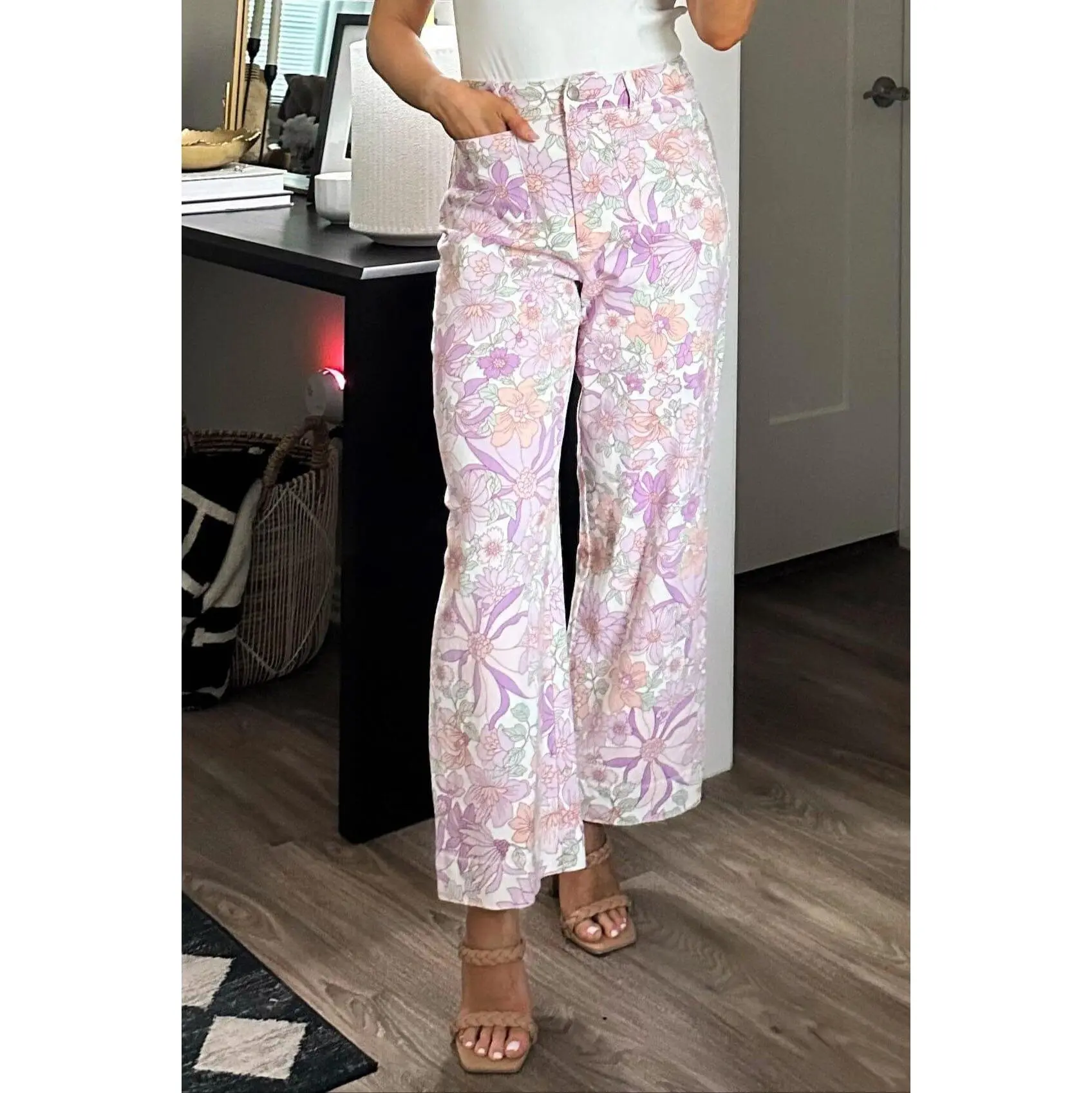 Floral Fantasy Pants: Lavender/White Multi