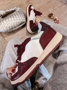 Concept CloudWalk: Burgundy & Silver Color Block Sneakers