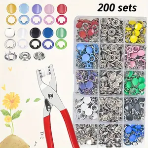 800 PCS Metal Snaps Buttons with Fastener Pliers Press Tool Kit Perfect for DIY Crafts Clothes Hats and Sewing, Snap Button Fasteners Kit for Clothing Sewing