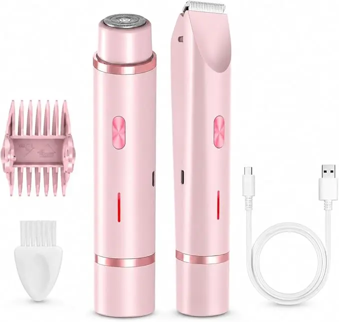 Petal Pink Usb-C Rechargeable Electric Bikini Trimmer For Women, Rinsable Personal Shaver For Pubic Hair, Bikini Line, Legs, Underarms And Face, Gentle For Sensitive Skin, Portable Body Hair Removal Tool For Daily Self Care.festival gift