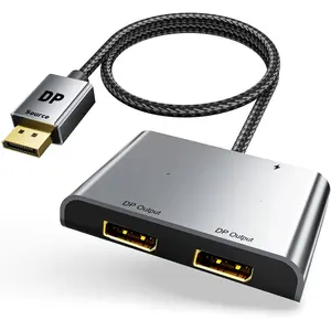 DisplayPort to Dual Display Port Adapter [4K@60Hz] DP Splitter 1 in 2 Out Extended Display MST DP to 2 DP Female for Dual Monitors Compatible with PC,Graphic Card,,