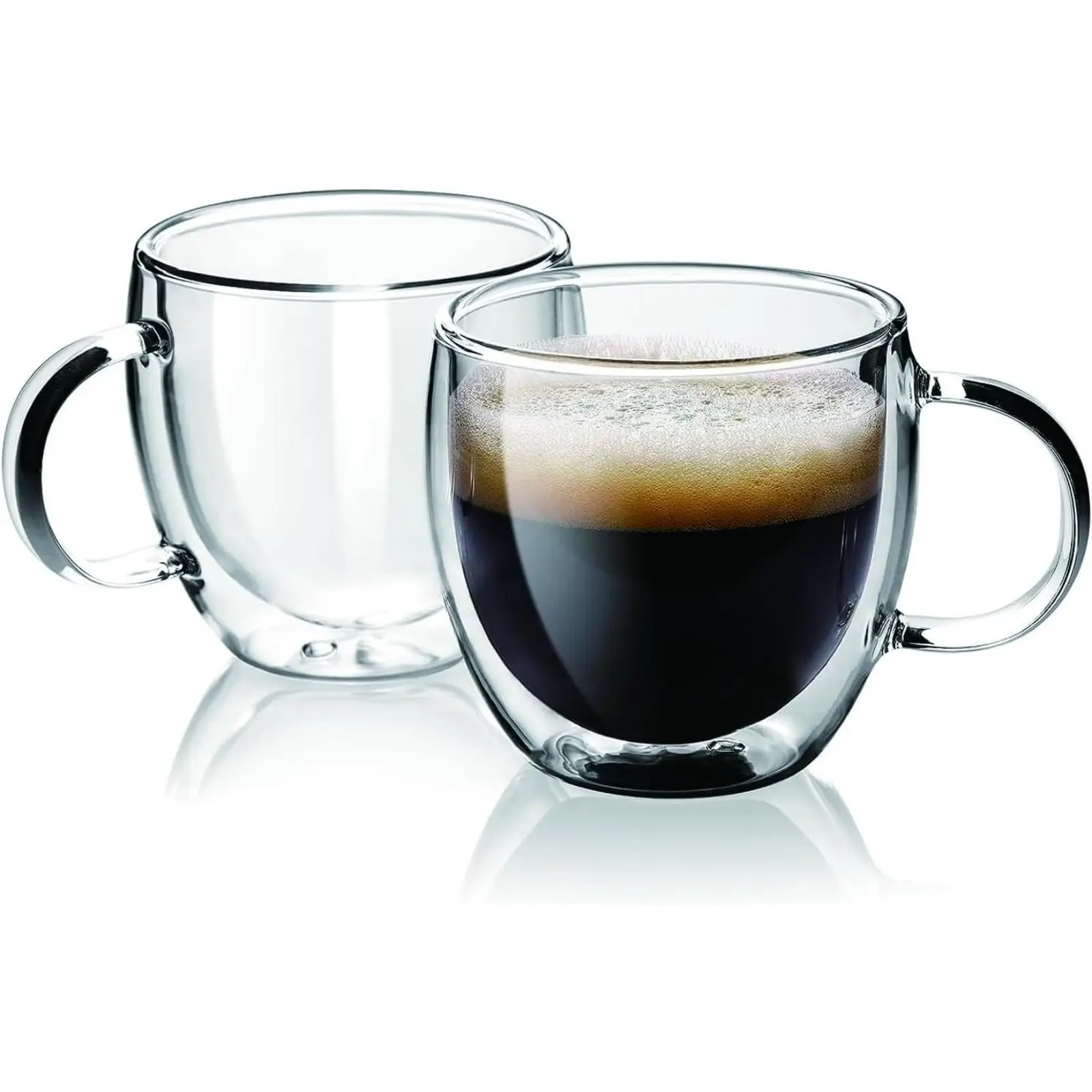 Espresso Cups Set Of 2, Double Walled Glass Coffee Mugs with Handle,Insulated Layer Coffee Cups,Clear Borosilicate Glass Mugs,Perfect for Cappuccino,Tea,Latte,Espresso