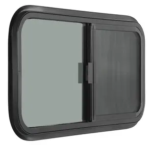 24” x 20” Horizontal RV Sliding Window with Screen – Black Frame, Tinted Glass