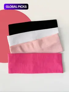 Solid Color Hair Bands (4 Piece), Elastic Headbands, Casual Sporty Hair Bands for Women & Girls, Minimalist Headwear Suitable for Sports, Fashion Hair Accessories for Party and Daily Outfits