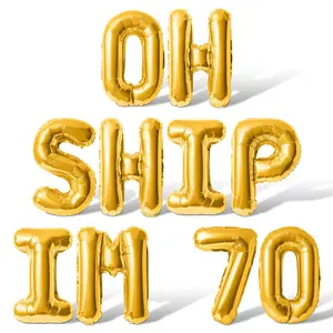 Letter Balloons - OH SHIP IM 70 16" Inch Alphabet Letters Foil Mylar Balloon 70th Birthday Party Banner