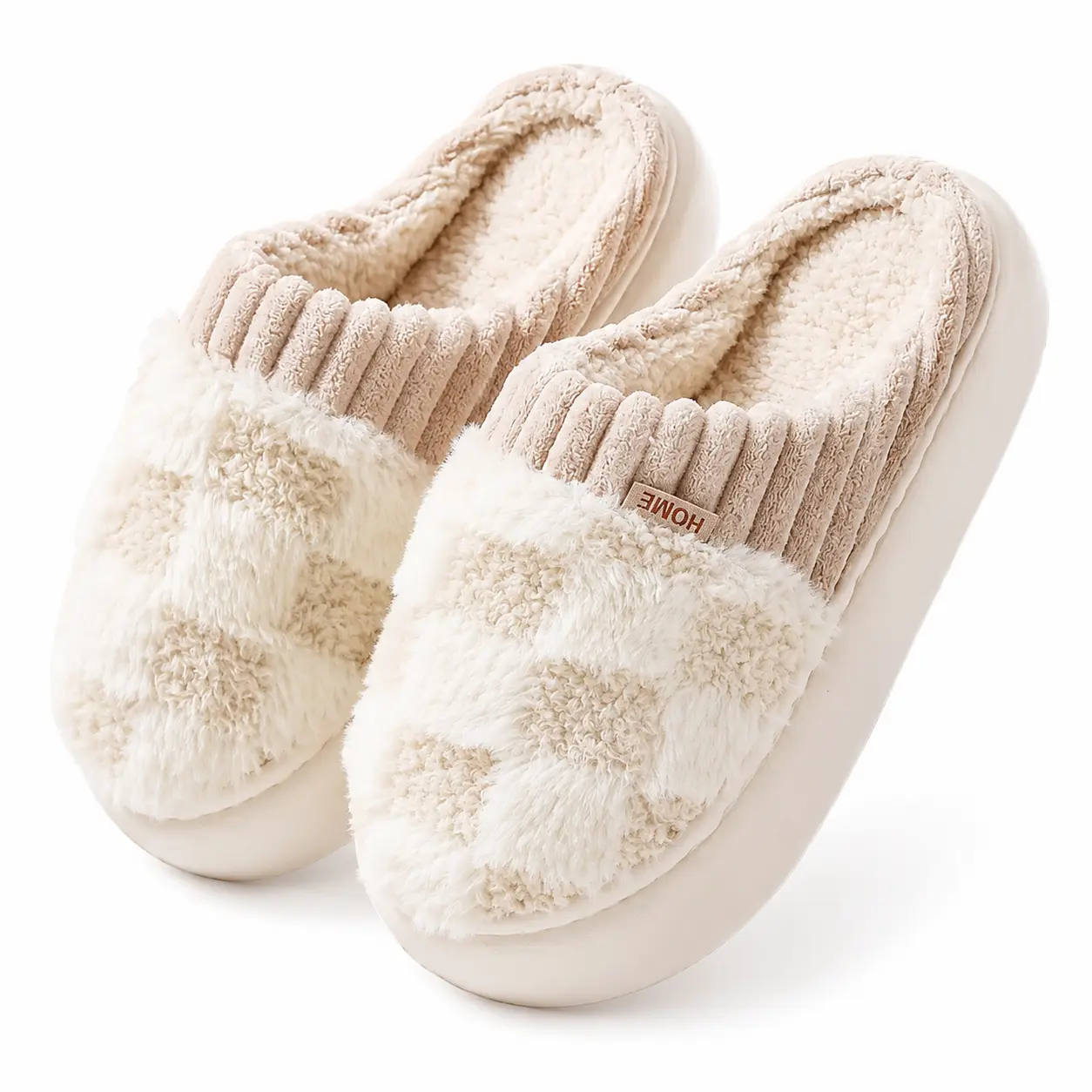 Women Cotton Slippers – Warm Cashmere-Lined Indoor House Shoes, Soft Fluffy Anti-Slip Slippers for Home Bedroom Comfort Wear
