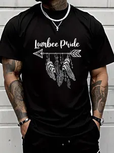 100% cotton Native American Lumbee Tribe Indigenous Indian Blood T-Shirt Printed T-shirt, Short-sleeved Crew Neck Casual Top, Suitable For All Seasons, Men's Wear