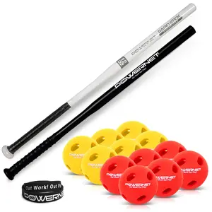 PowerNet Overload & Underload Training Baseball Bat Bundle Baseball Training Equipment for Improved Speed Power & Coordination (2 Bats + 12 Balls)