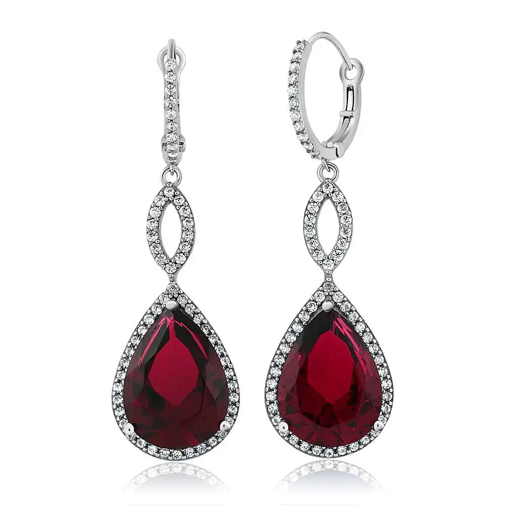 20.00 Cttw Long Drop Dangle Elegant Wedding Bridal Chandelier Teardrop Earrings for Women | 925 Sterling Silver | 2 Inch | Pear Shape 16X12MM | Fine Jewelry Gift for Her Mom Wife