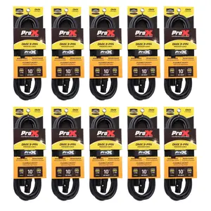 Pack of 10 Pro X 10 Ft. DMX XLR3-M to XLR3-F Premium Cables