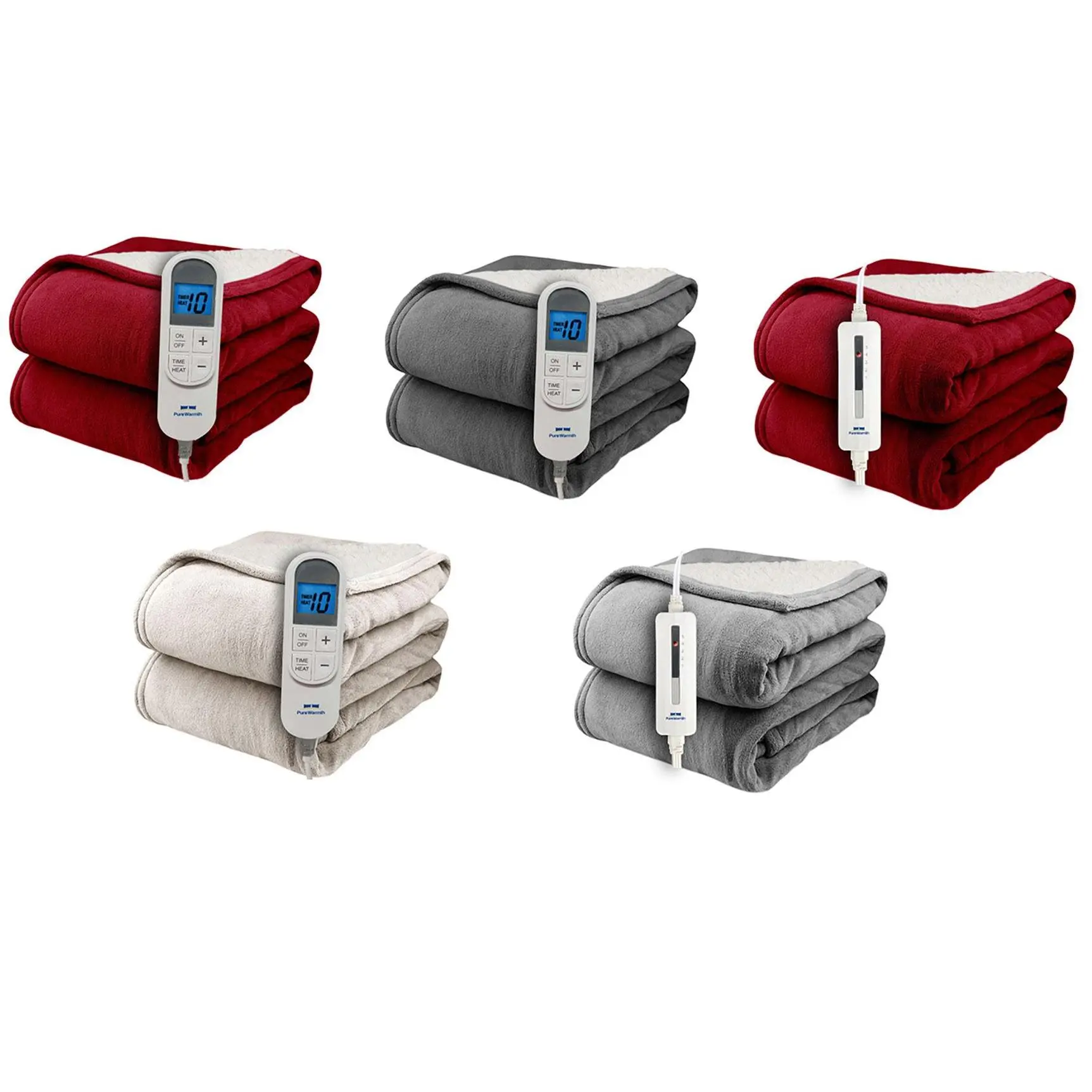 Pure Warmth Flannel Sherpa Electric Heated Warming 50x60 Throw Blanket