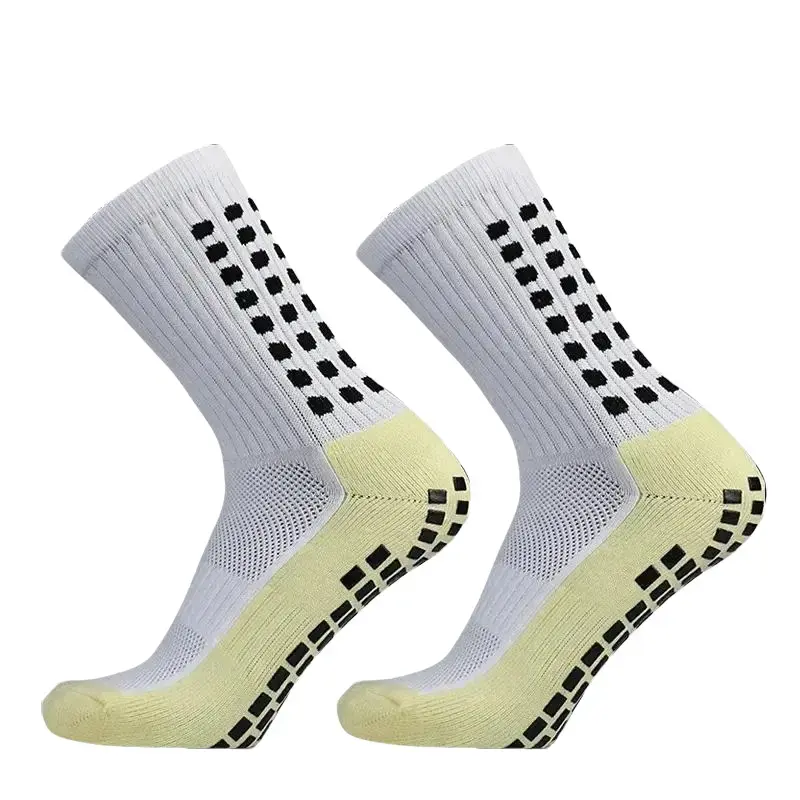 Men's 1-4 Pairs Athletic Crew Socks Set, Elastic Compression Fit Sports Socks with Anti-Slip Grip, Breathable Moisture Wicking Socks for Soccer Training, Gym Workout & Daily Active Wear