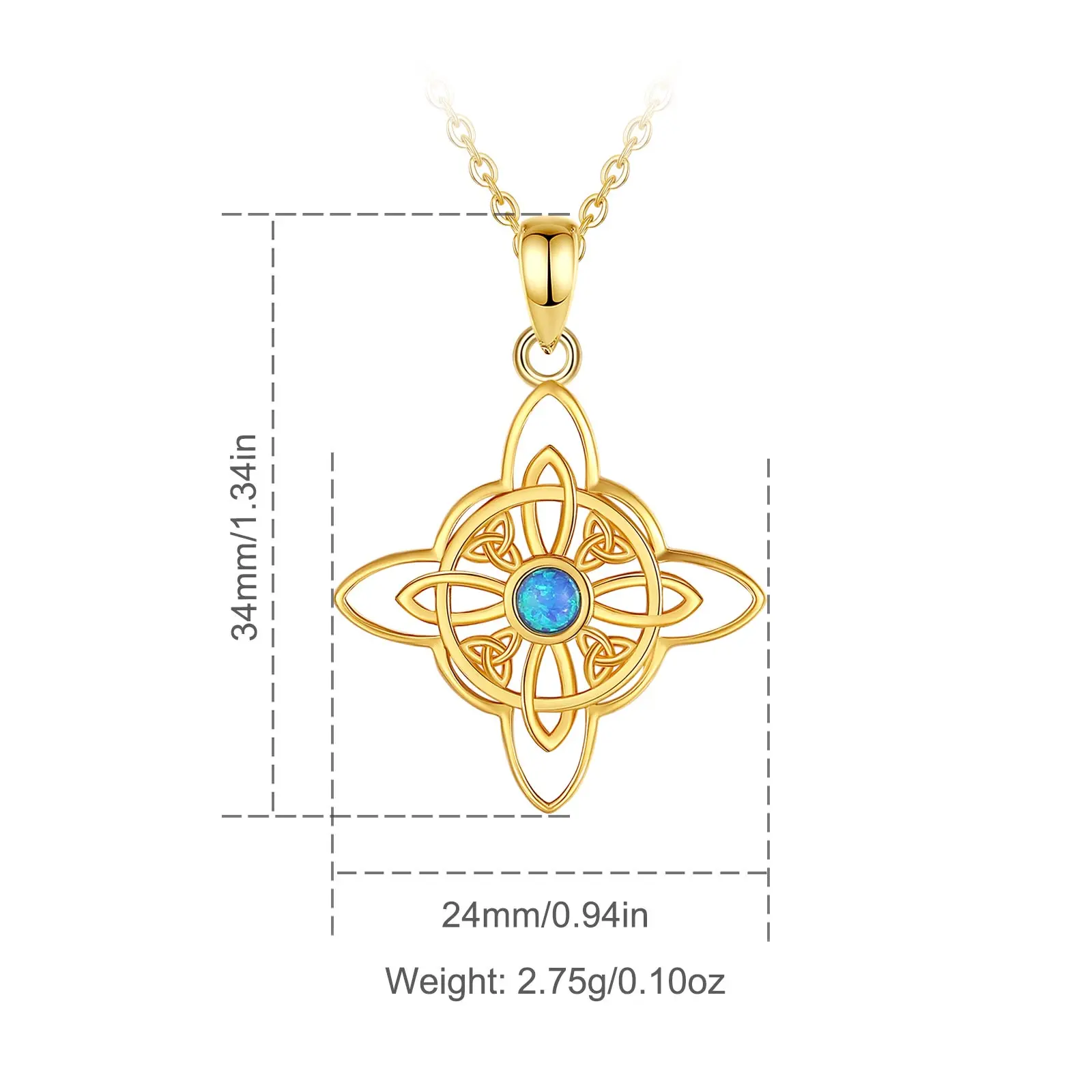 （Gold） Blue Opal With Rope Chain Gift