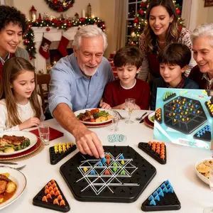 Family Triggle Chain Link Chess Game Triangle Strategy Board Game for All Ages Educational Math Battle STEM Program Screen-Free Fun Compact Design Enhances Spatial Reasoning Strategic Planning Critical Thinking