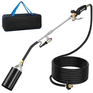 Propane Torch Weed Burner with Storage Bag Blow Torch Heavy Duty High Output Flamethrower with Turbo Trigger Push Button Igniter and 10 FT Hose for Roof Asphalt Ice Snow Road Marking