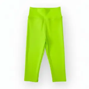 Electric Lime Legging - Kids Oversized High Waist Graphic Tees Bottom All Seasons Athletic Style Smooth Fit Spandex Polyester