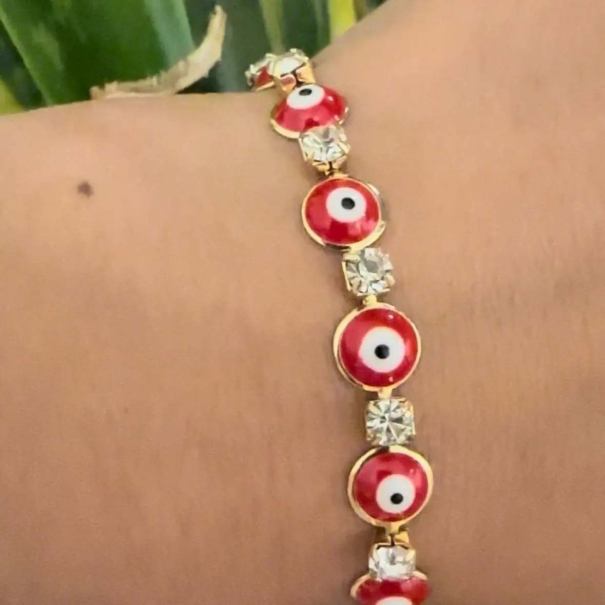 Red Evil Eye Bracelet with Gold Plating - 7 Inches Long bracelets bestie gift birthday party pulse raperfecta blue high quality friendship