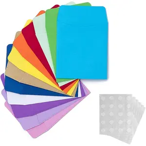 120 Pieces Small Non-Adhesive Library Card Envelopes with 120 Pieces Adhesive Double Sided Glue Points for School Library Office Task Trackers and Gift Tag