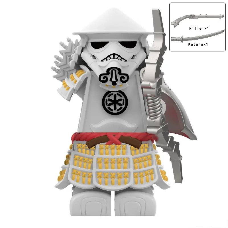 Storm Samurai Trooper Armor White Soldier Articulated Figure DY325 With Weapons (Pistol & Katana) - DY Minifigs