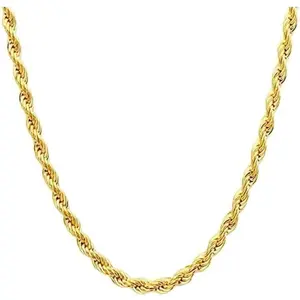 Unisex 14K Gold Plated Rope Chain Necklace with Simple Design and Elegant Finish