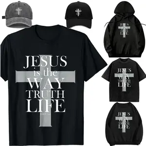 Women's Comfortable Shortsleeve Cotton-Linen-Polyester Garment - Round Neck Printed Streetwear T-Shirt, Casual Clothes with "Jesus is The Way Truth Life" Design