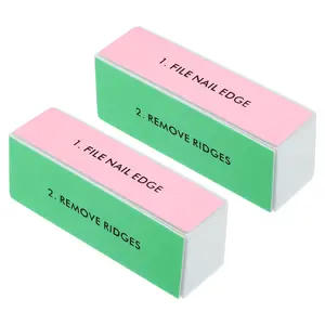 VOCOSTE 2 Pcs Nail Buffer Block, Smooth & Shine Block for Nails, Stainless Steel, 4 Color Blue Pink White Green